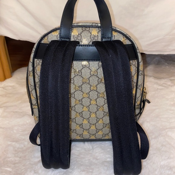 Zip Pocket Bee Backpack Printed GG Coated Canvas Small - Picture 3 of 4